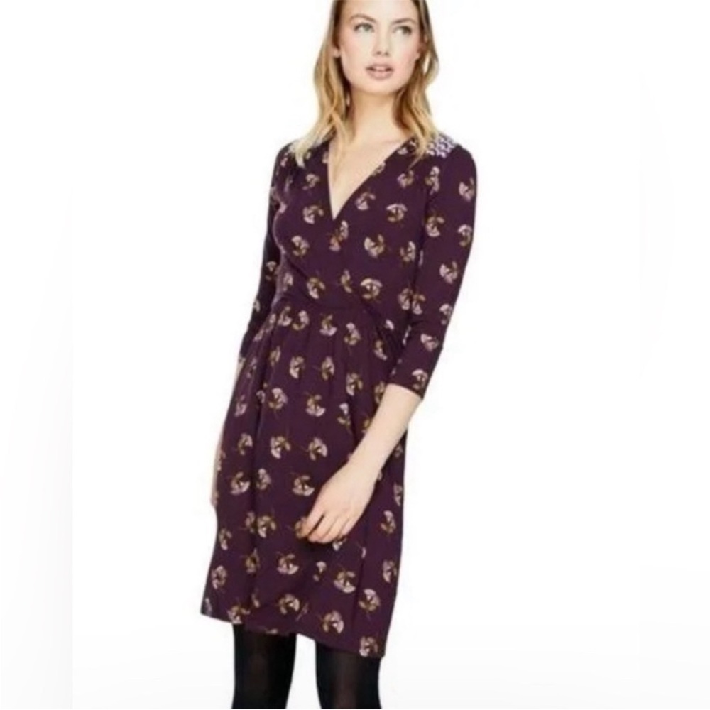 BODEN GLENDA Faux Wrap Elegant Floral V-Neck Dress 14